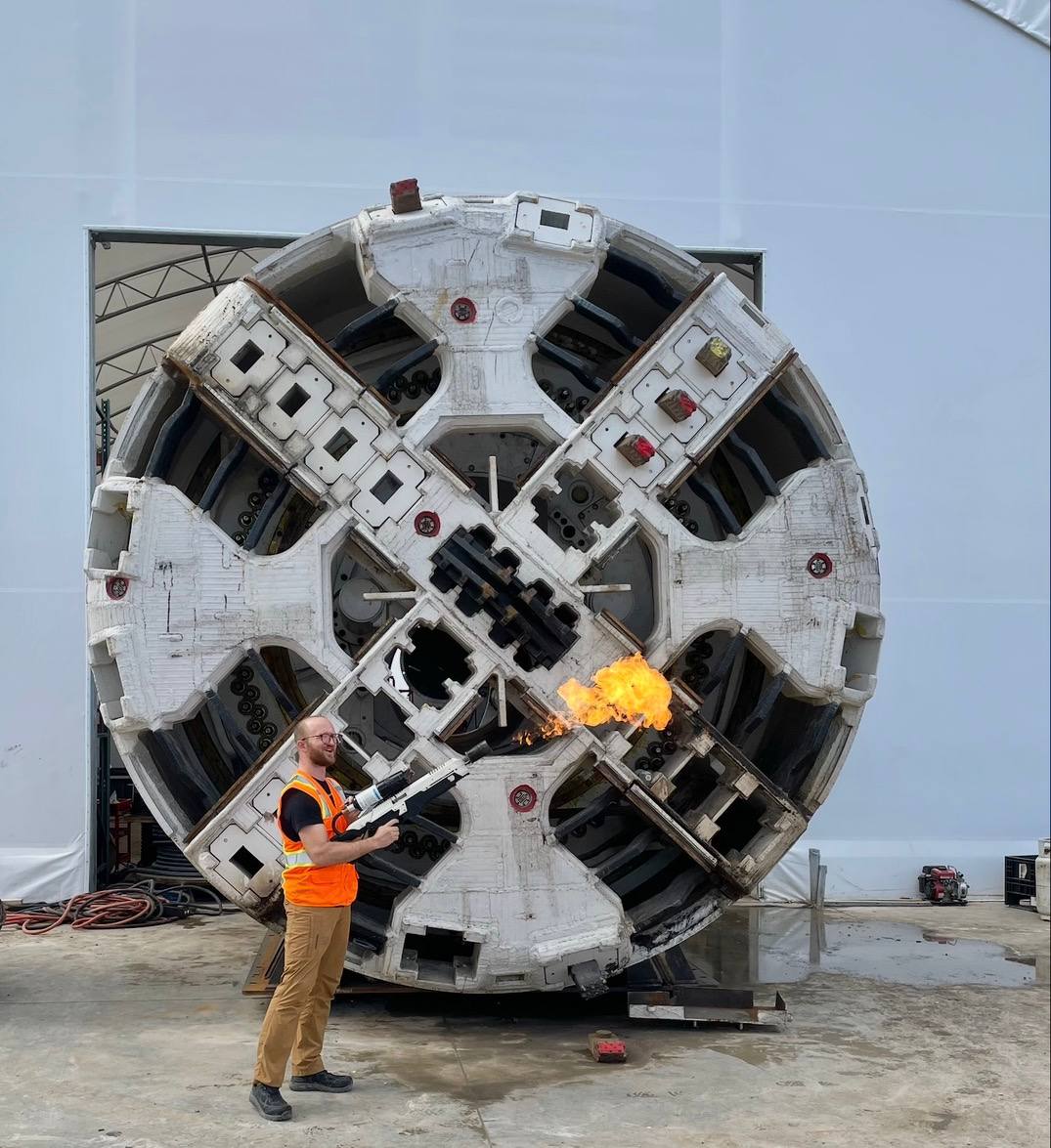 Flamethrower at Boring Company TBM